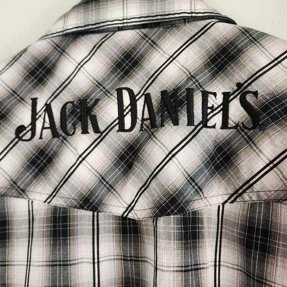 Jack Daniel's Embroidered Logo Short Sleeve Snap Button Western Shirt Size Large - Picture 10 of 14